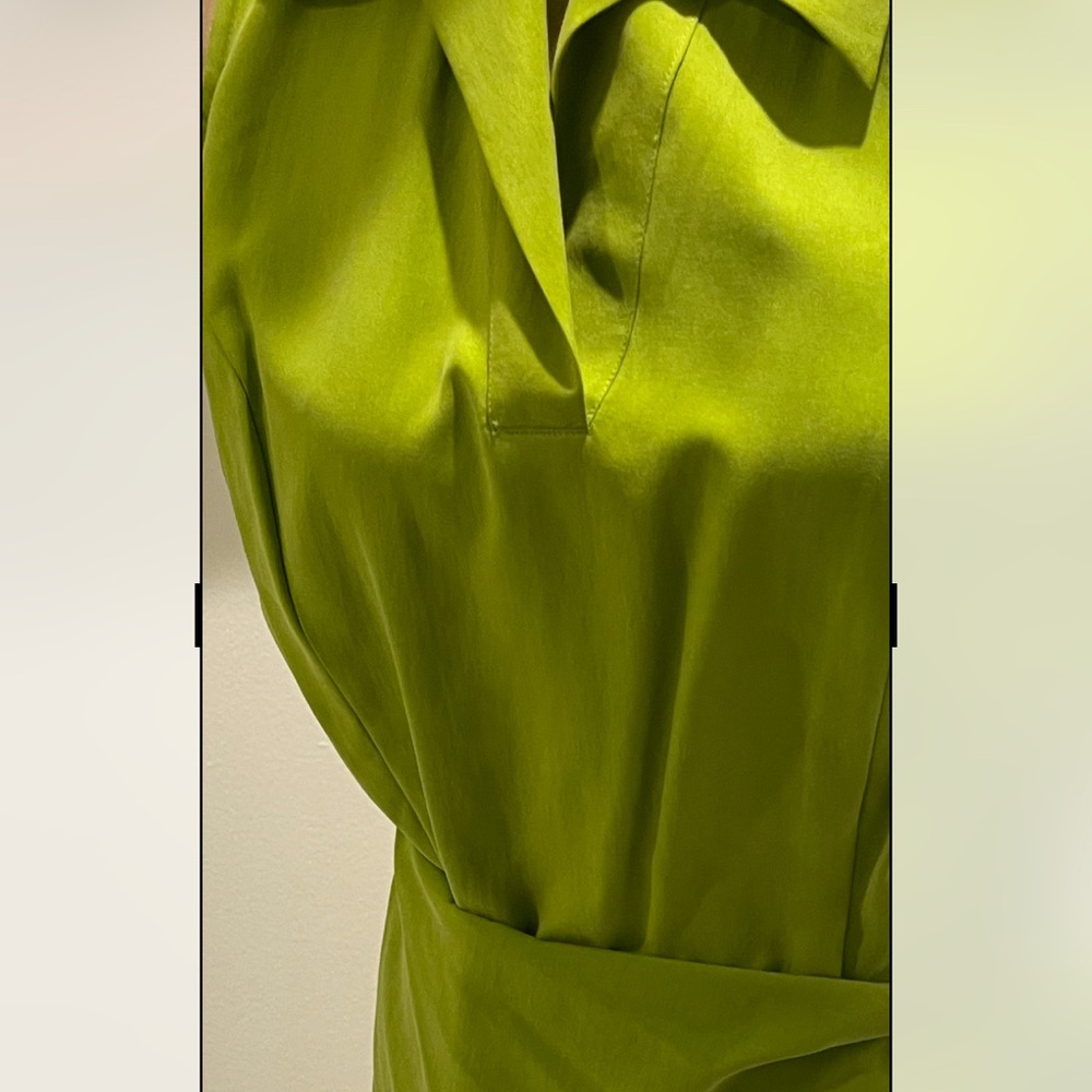 Silx by August Silk Olive Green Draped Tie-Waist Midi Dress - Picture 11 of 11